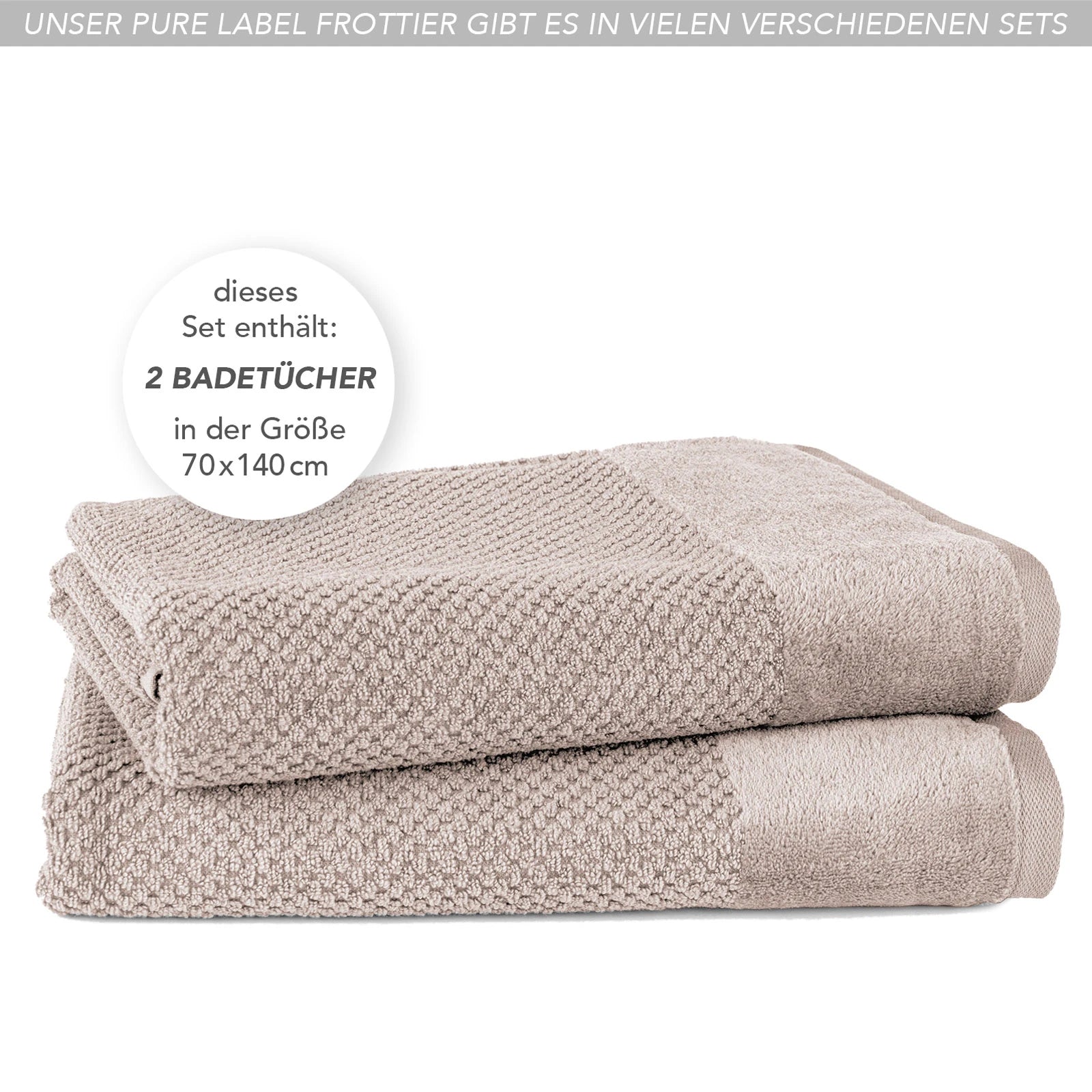 Duschtücher "Popcorn" - Anthrazit / 2x 70x140cm Pure Label
