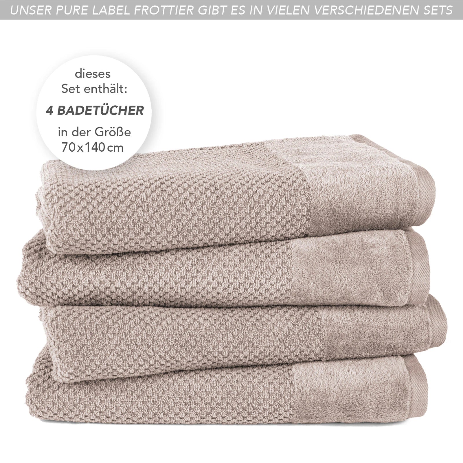 Duschtücher "Popcorn" - Anthrazit / 2x 70x140cm Pure Label