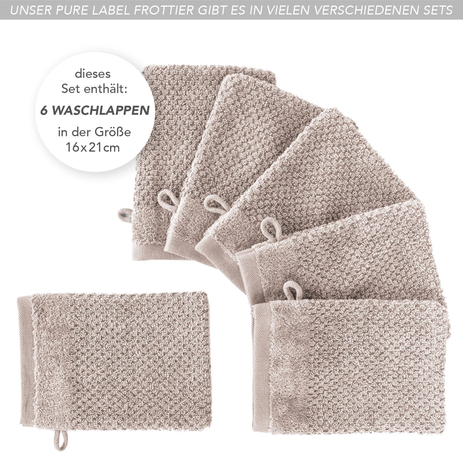 Waschlappen "Popcorn" - Anthrazit / 4x 16x21cm Pure Label