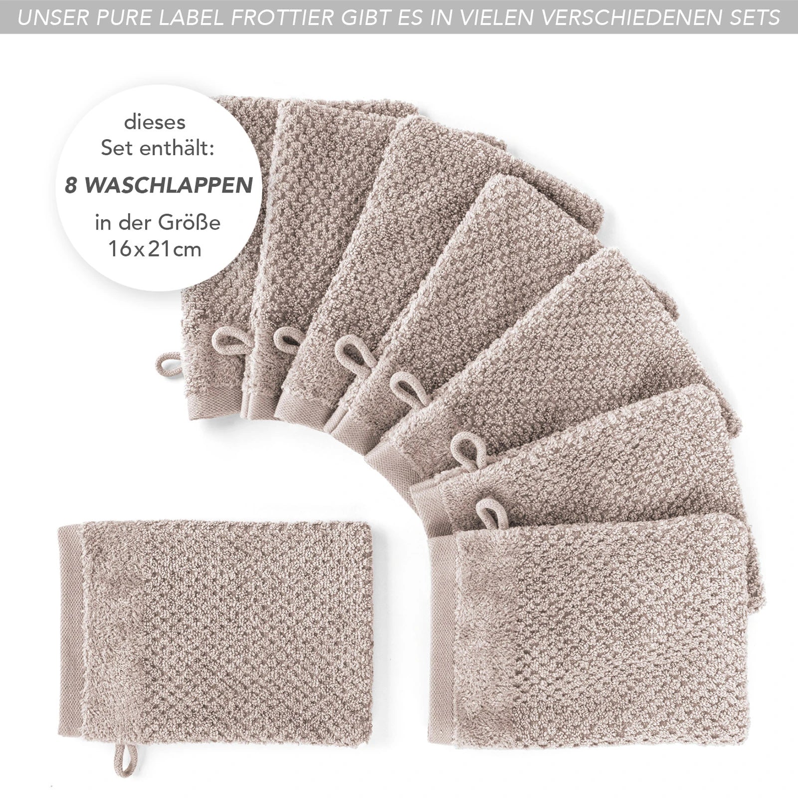 Waschlappen "Popcorn" - Anthrazit / 4x 16x21cm Pure Label