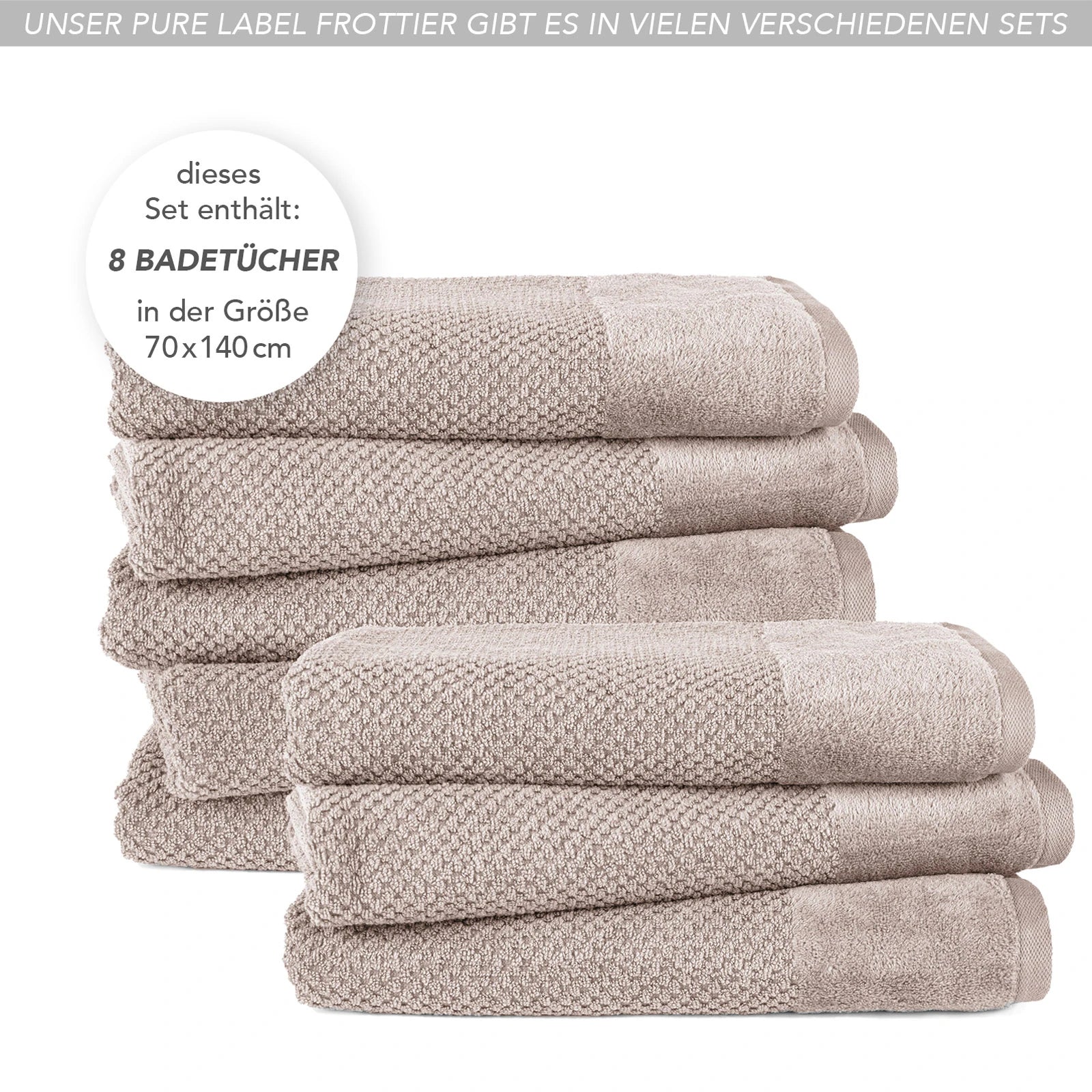 Duschtücher "Popcorn" - Anthrazit / 2x 70x140cm Pure Label
