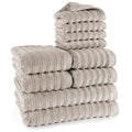 Handtuch Sets "Waves" - Anthrazit / 4x30x50 + 4x50x100 + 2x70x140 cm Pure Label