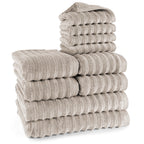 Handtuch Sets "Waves" - Anthrazit / 4x30x50 + 4x50x100 + 2x70x140 cm Pure Label
