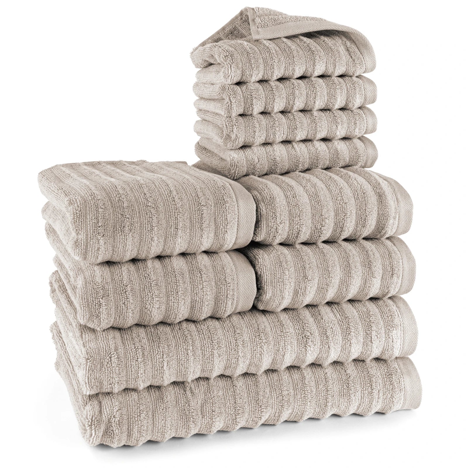 Handtuch Sets "Waves" - Anthrazit / 4x30x50 + 4x50x100 + 2x70x140 cm Pure Label