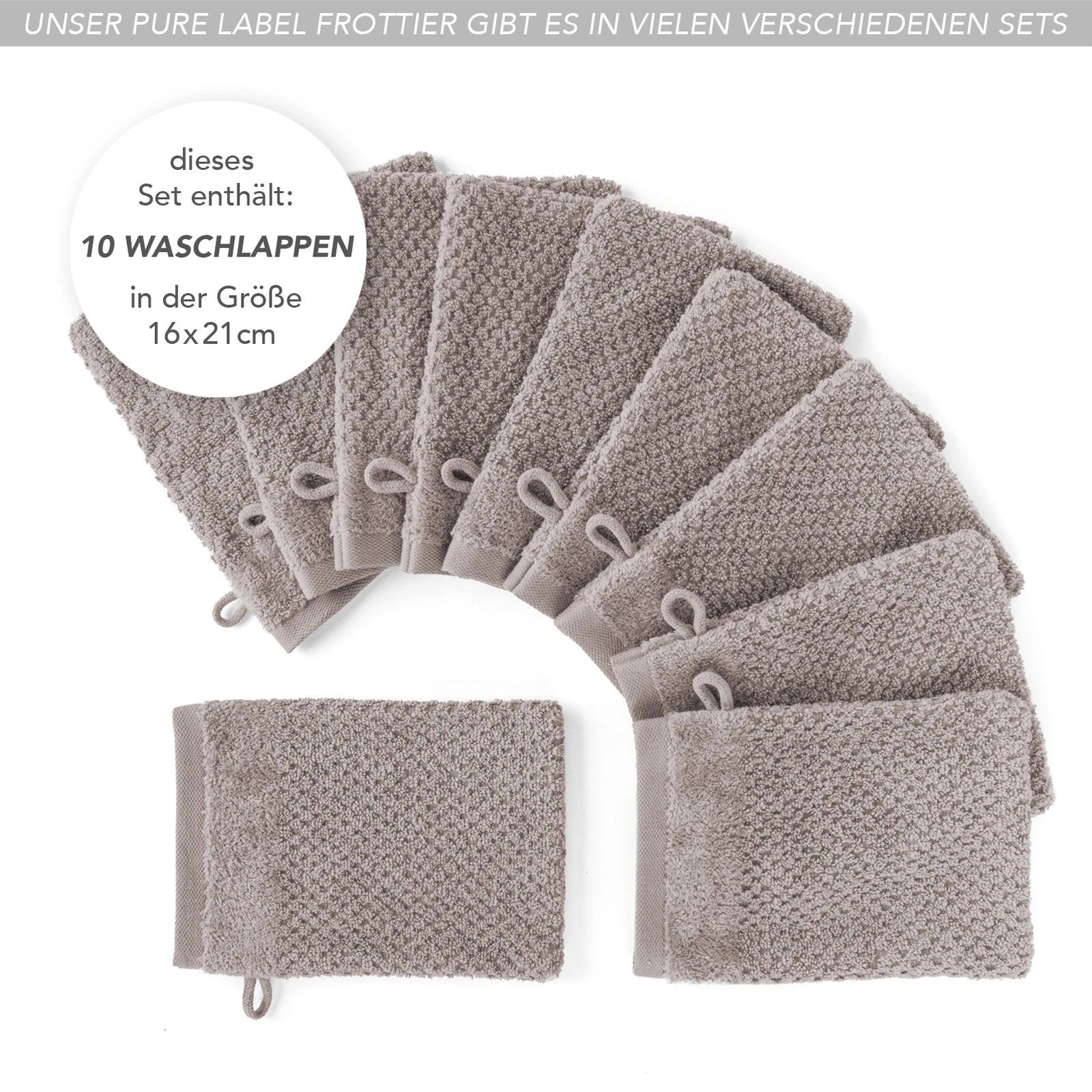 Waschlappen "Popcorn" - Anthrazit / 4x 16x21cm Pure Label