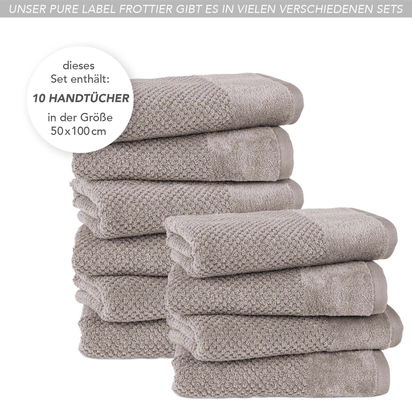 Handtücher "Popcorn" - Anthrazit / 2x 50x100cm Pure Label