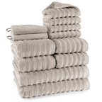 Handtuch Sets "Waves" - Anthrazit / 4x30x50 + 4x50x100 + 2x70x140 cm Pure Label