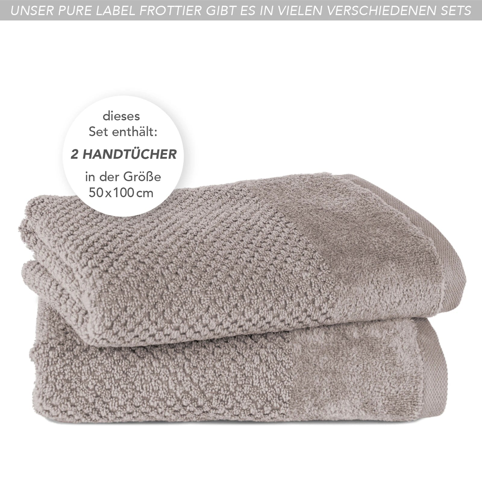 Handtücher "Popcorn" - Anthrazit / 2x 50x100cm Pure Label
