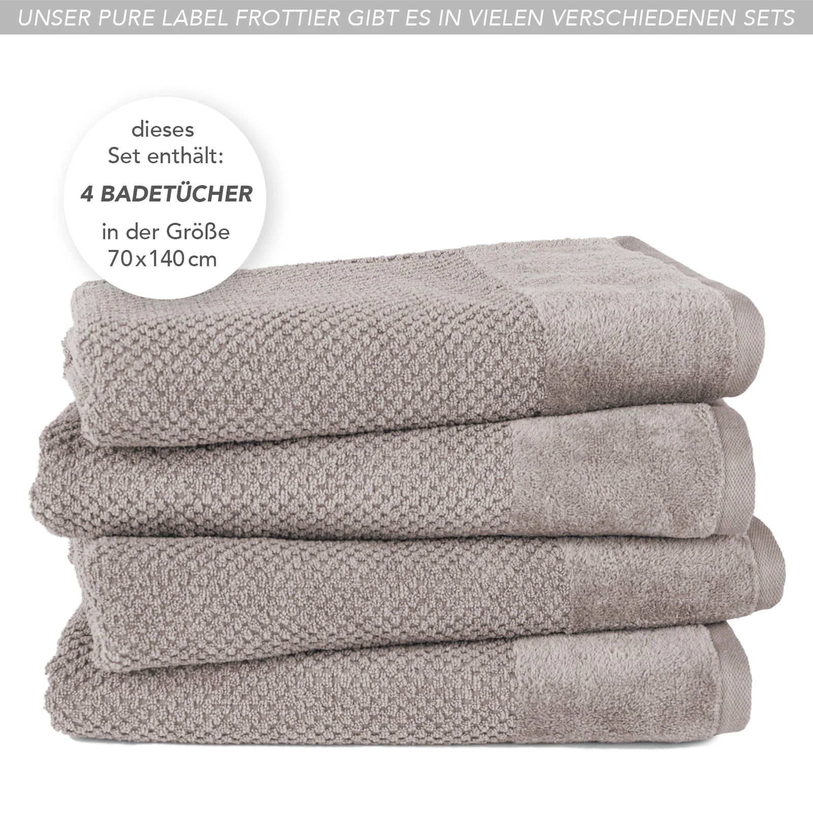 Duschtücher "Popcorn" - Anthrazit / 2x 70x140cm Pure Label