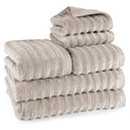 Handtuch Sets "Waves" - Anthrazit / 4x30x50 + 4x50x100 + 2x70x140 cm Pure Label