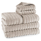 Handtuch Sets "Waves" - Anthrazit / 4x30x50 + 4x50x100 + 2x70x140 cm Pure Label