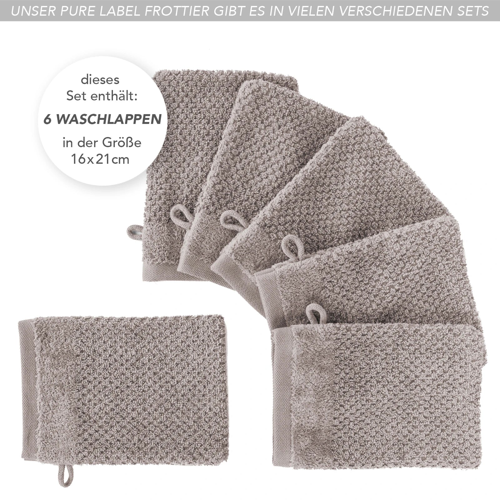 Waschlappen "Popcorn" - Anthrazit / 4x 16x21cm Pure Label