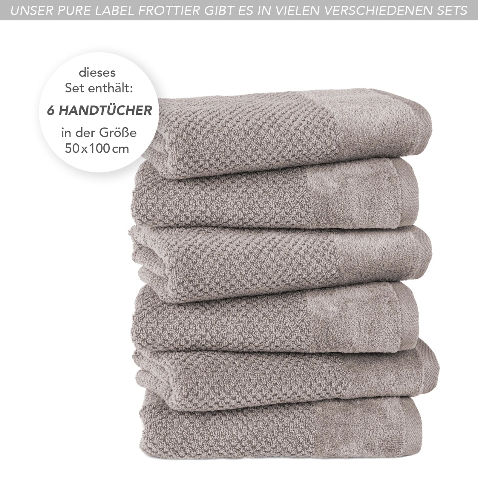 Handtücher "Popcorn" - Anthrazit / 2x 50x100cm Pure Label