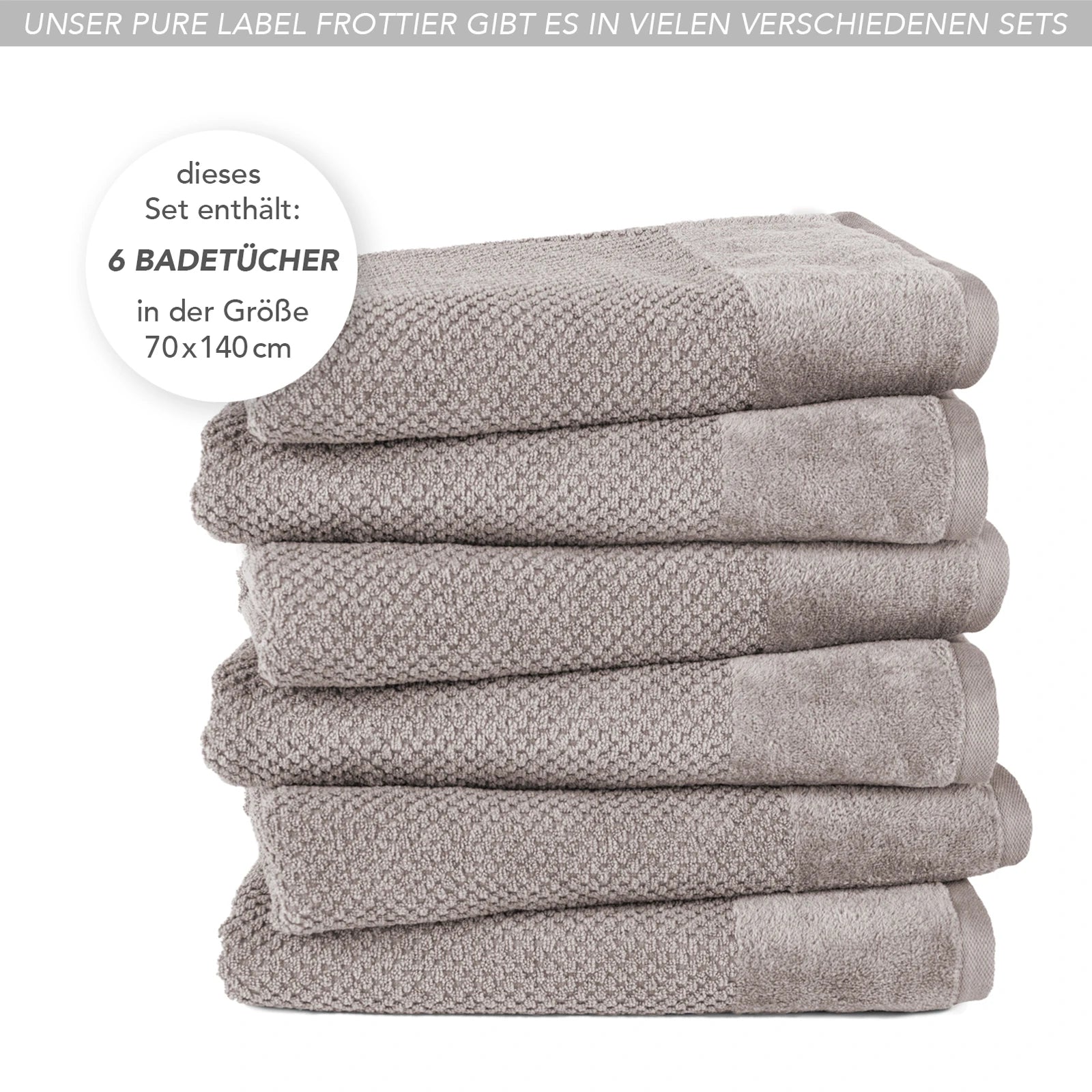 Duschtücher "Popcorn" - Anthrazit / 2x 70x140cm Pure Label