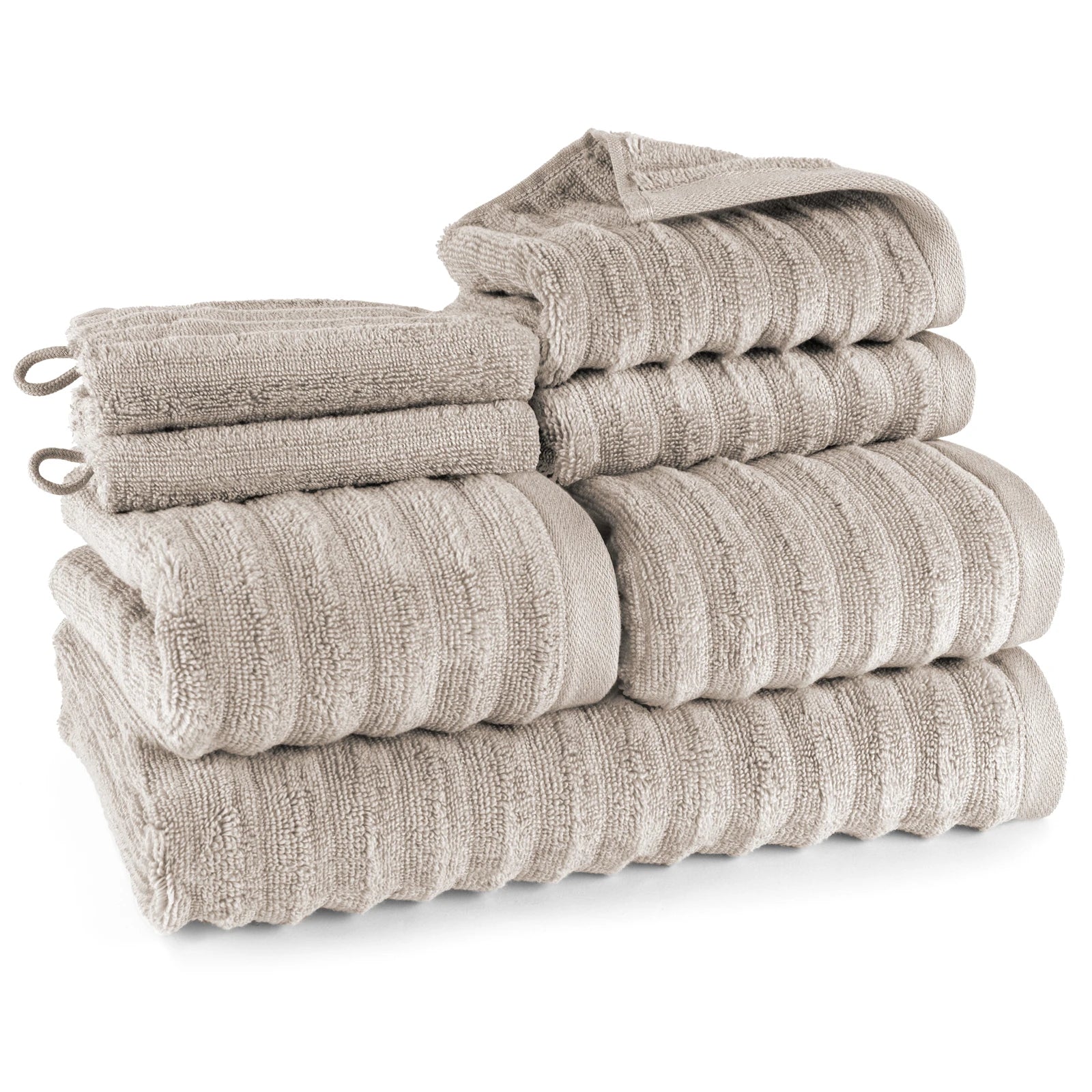 Handtuch Sets "Waves" - Anthrazit / 4x30x50 + 4x50x100 + 2x70x140 cm Pure Label