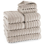 Handtuch Sets "Waves" - Anthrazit / 4x30x50 + 4x50x100 + 2x70x140 cm Pure Label