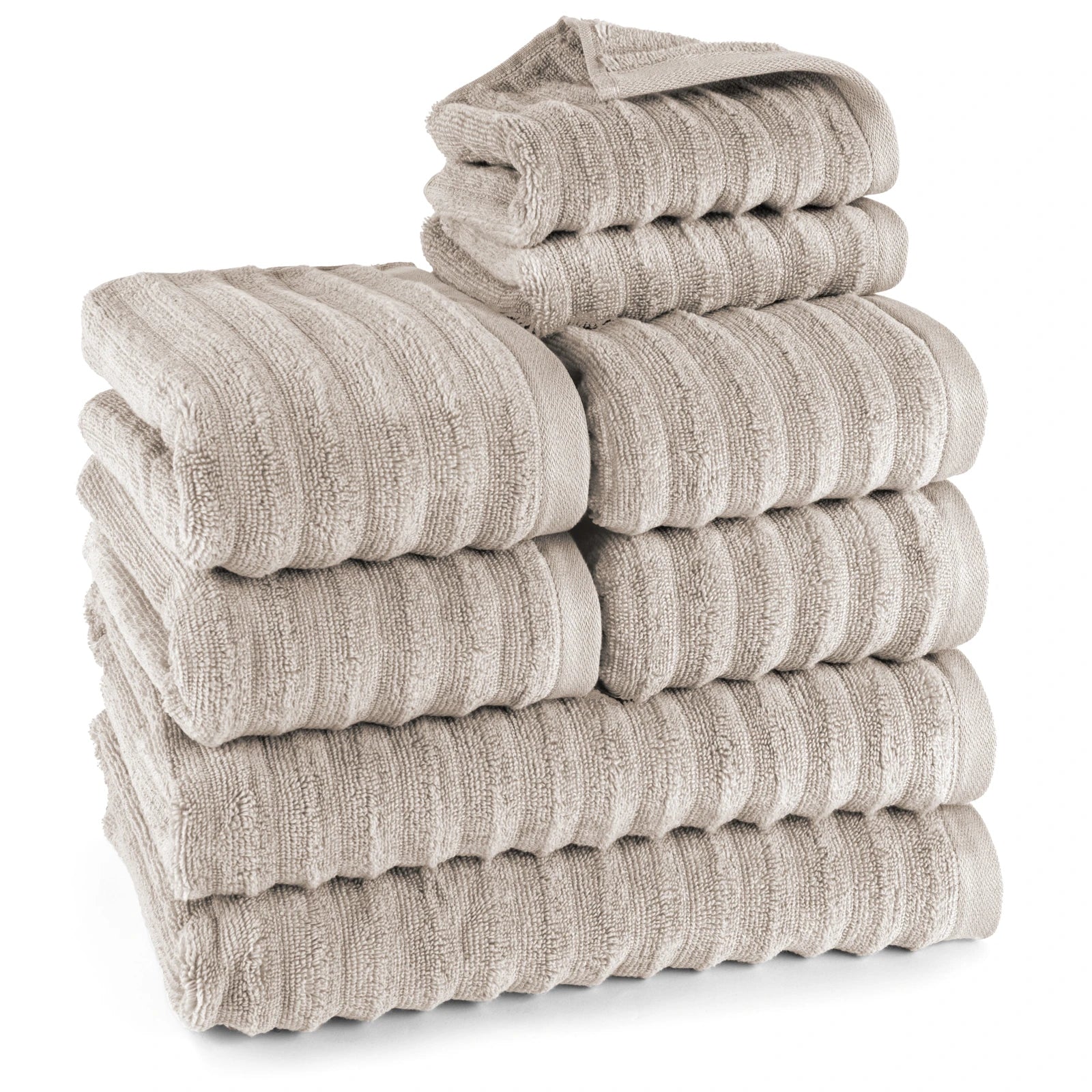 Handtuch Sets "Waves" - Anthrazit / 4x30x50 + 4x50x100 + 2x70x140 cm Pure Label