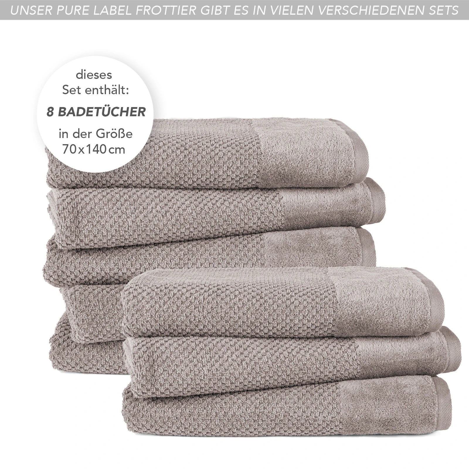 Duschtücher "Popcorn" - Anthrazit / 2x 70x140cm Pure Label