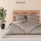 Bettwäsche Mako Satin mit Streifen - Taupe - 135x200 + 80x80cm