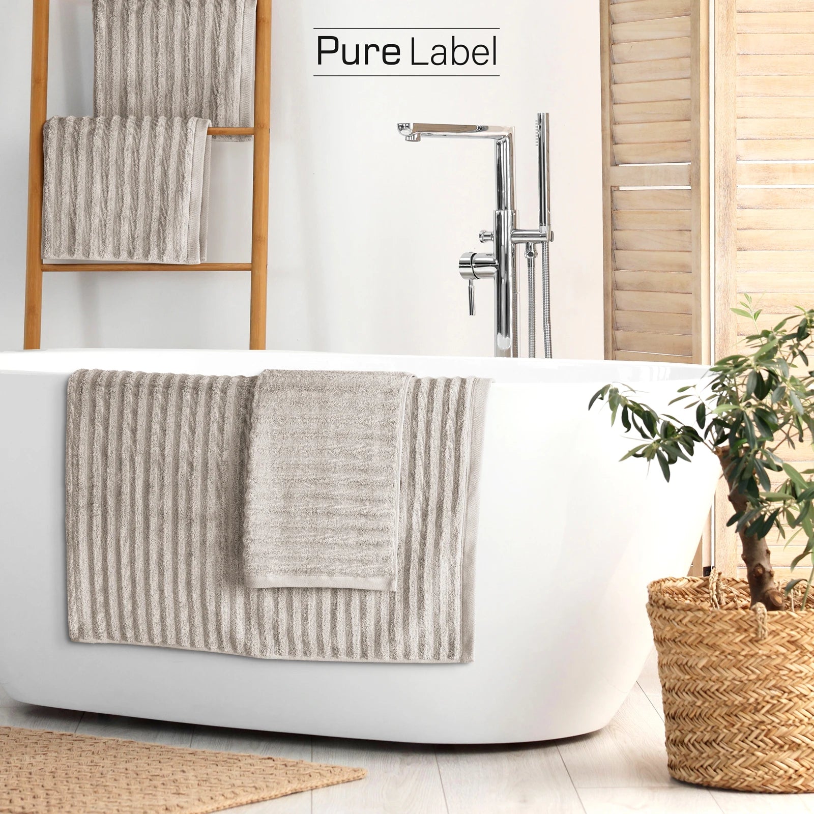 Duschtuch "Waves" - Anthrazit / 2x 70x140cm Pure Label