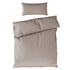 Bettwäsche Mako Satin mit Streifen - Taupe - 155x220 + 40x80cm
