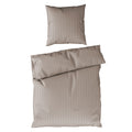 Bettwäsche Mako Satin mit Streifen - Taupe - 135x200 + 80x80cm