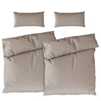 Bettwäsche Mako Satin mit Streifen - Taupe - 2x135x200 + 2x40x80cm