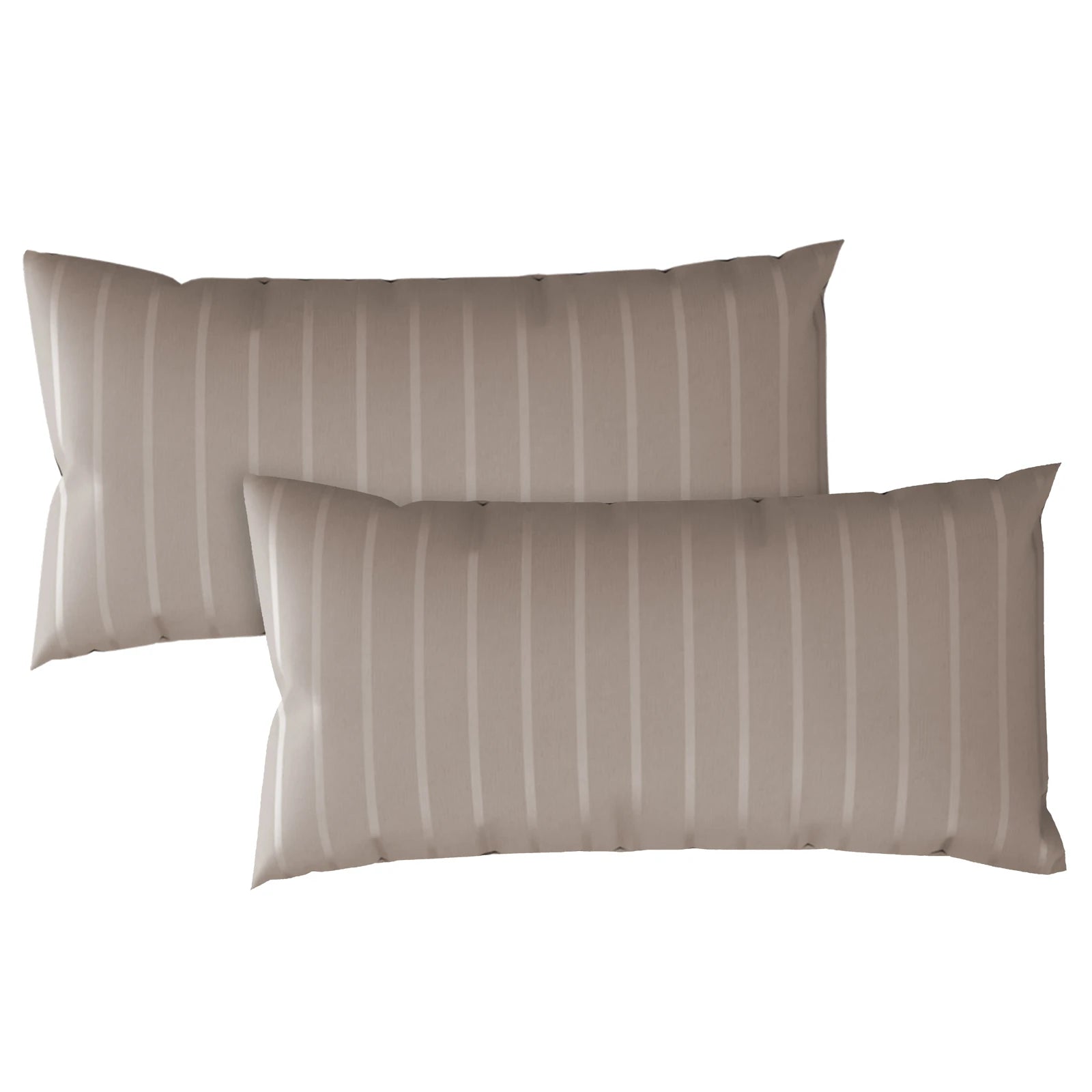 Kissenbezug Mako Satin mit Streifen - Taupe - 2x40x80