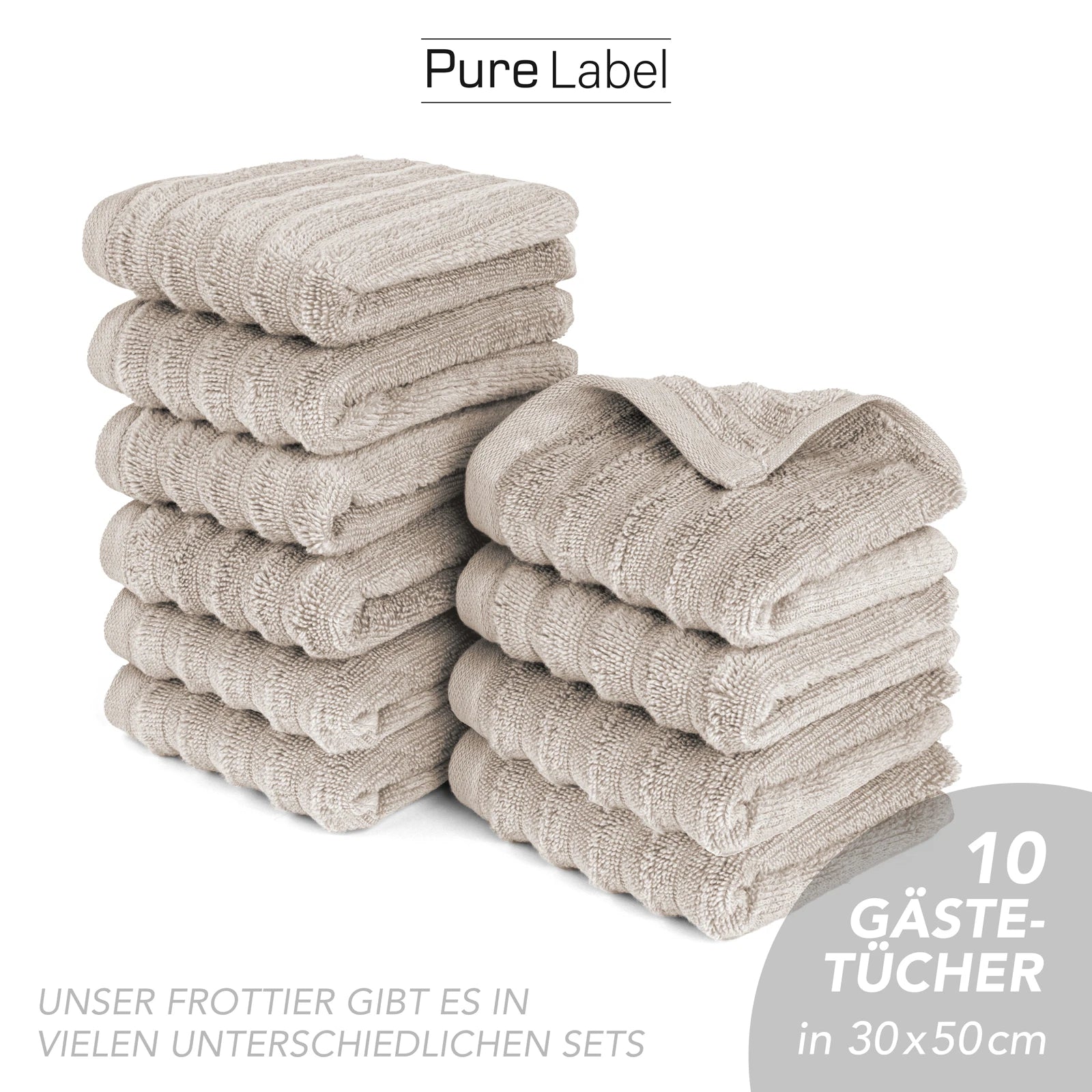 Gästehandtuch "Waves" - Anthrazit / 10x 30x50cm Pure Label