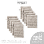Waschlappen "Waves" - Anthrazit / 4x 16x21cm Pure Label