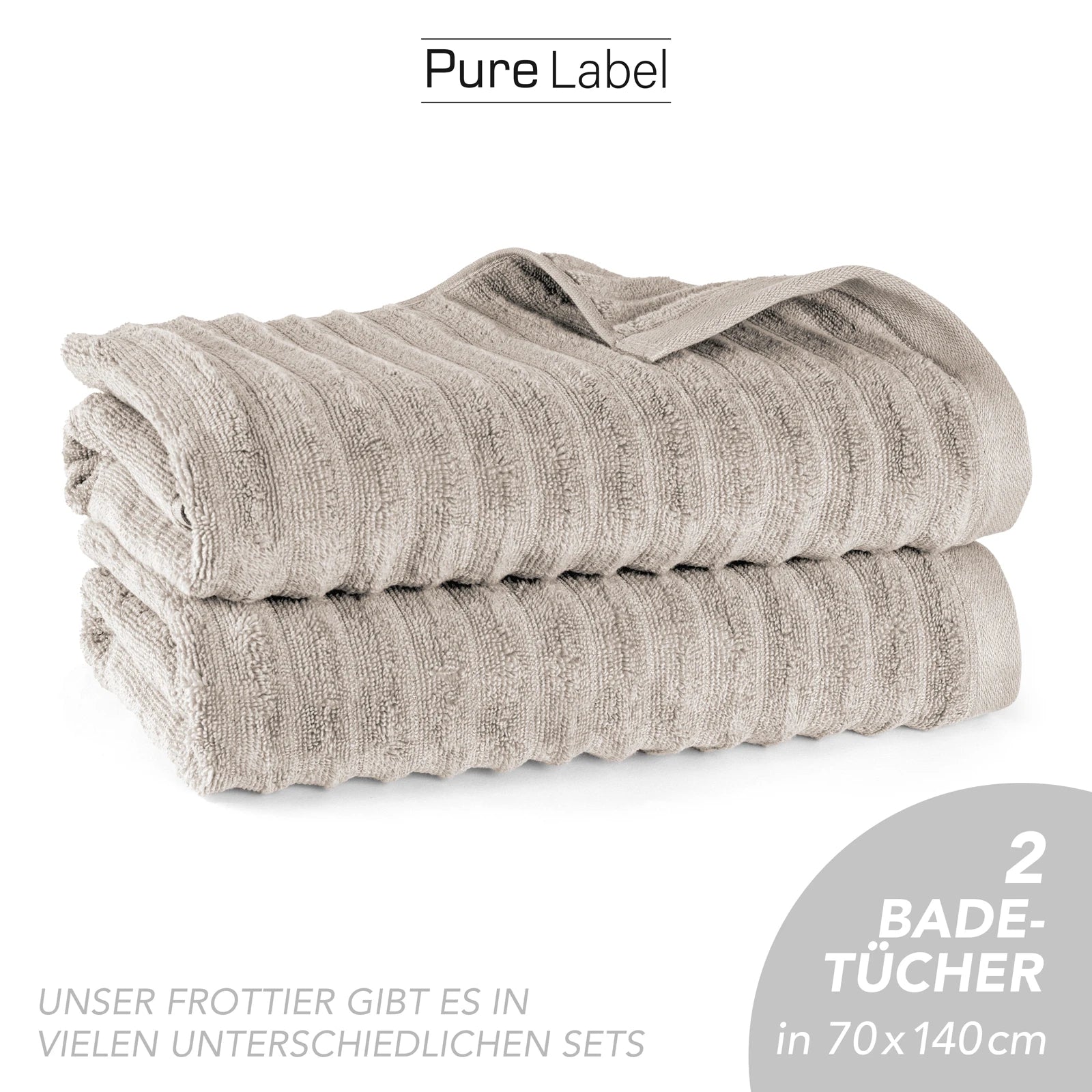 Duschtuch "Waves" - Anthrazit / 2x 70x140cm Pure Label