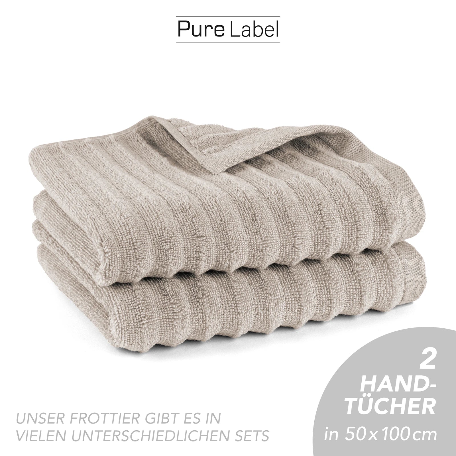 Handtuch "Waves" - Anthrazit / 4x 50x100cm Pure Label