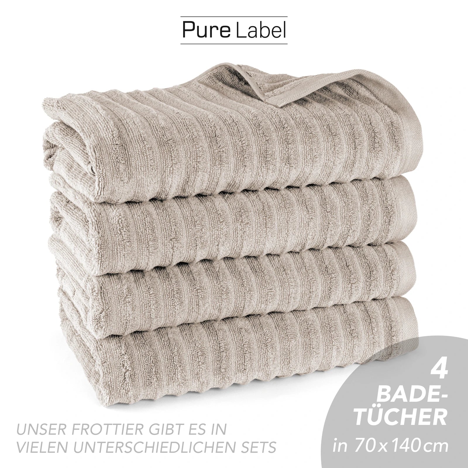 Duschtuch "Waves" - Anthrazit / 2x 70x140cm Pure Label