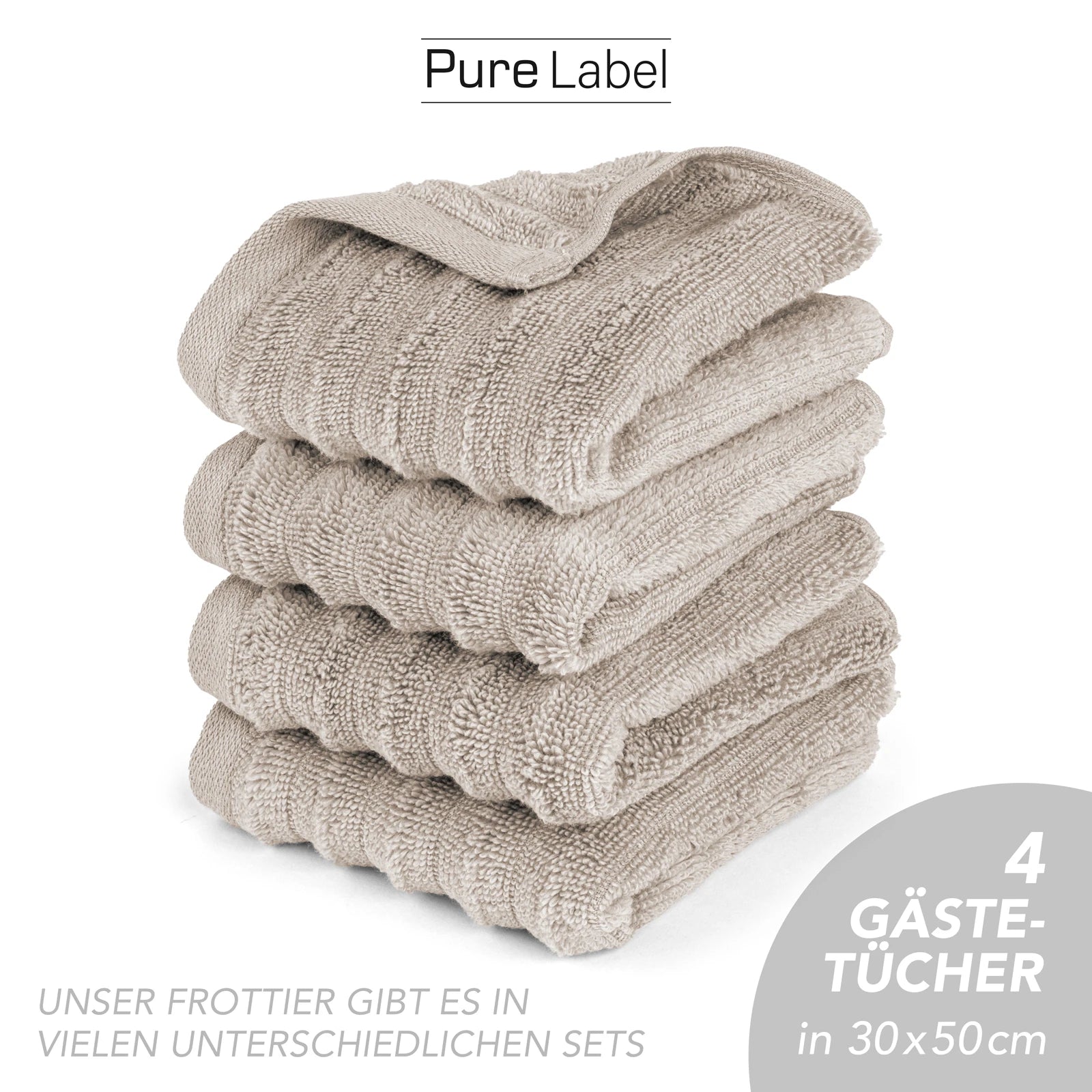 Gästehandtuch "Waves" - Anthrazit / 10x 30x50cm Pure Label