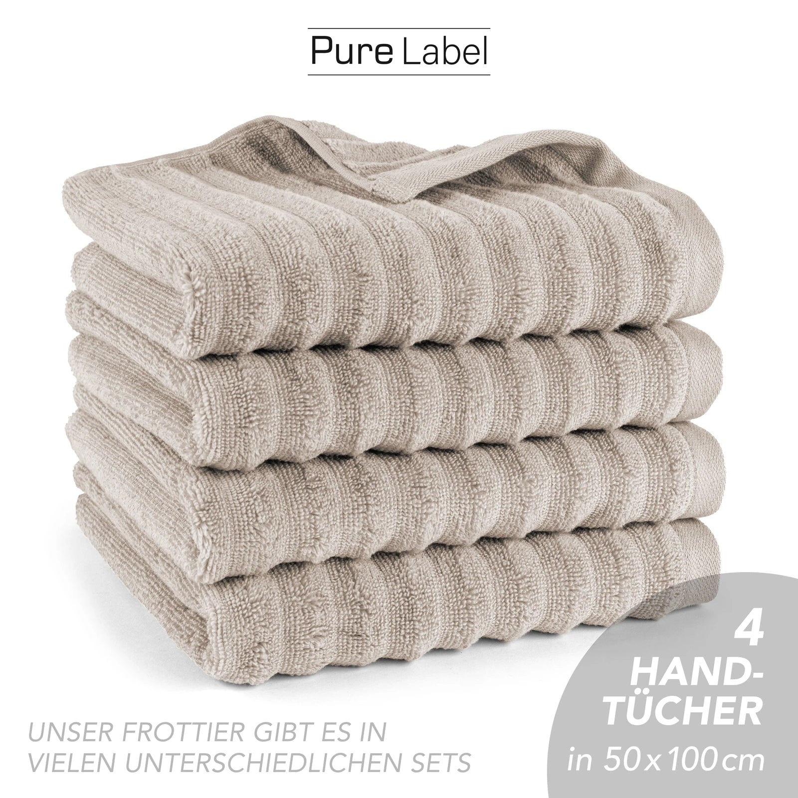 Handtuch "Waves" - Anthrazit / 4x 50x100cm Pure Label