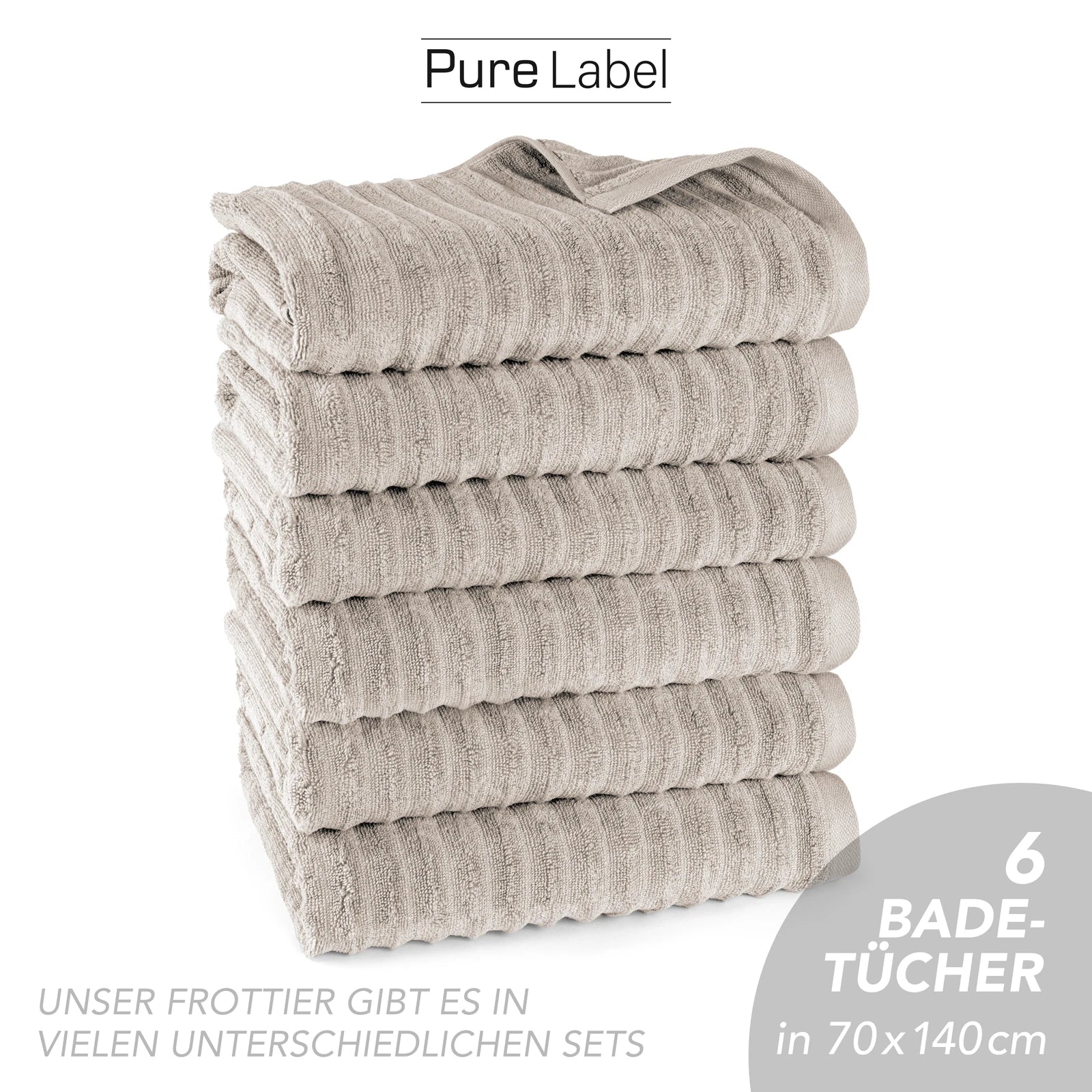 Duschtuch "Waves" - Anthrazit / 2x 70x140cm Pure Label