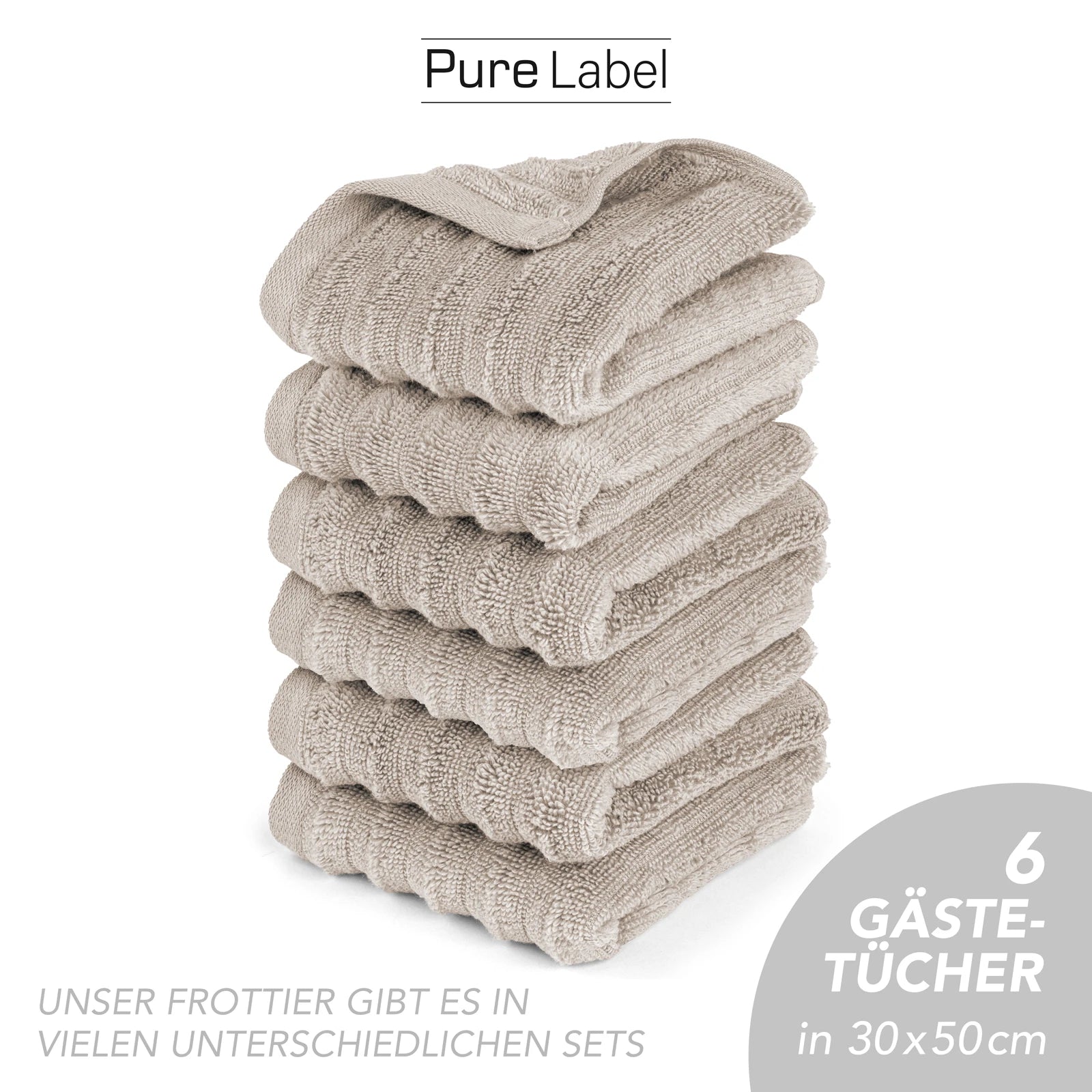 Gästehandtuch "Waves" - Anthrazit / 10x 30x50cm Pure Label