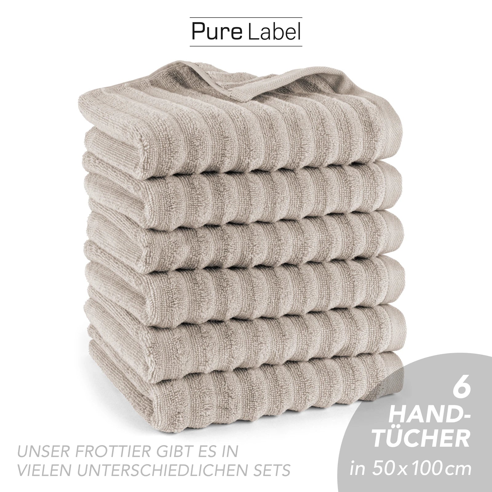 Handtuch "Waves" - Anthrazit / 4x 50x100cm Pure Label