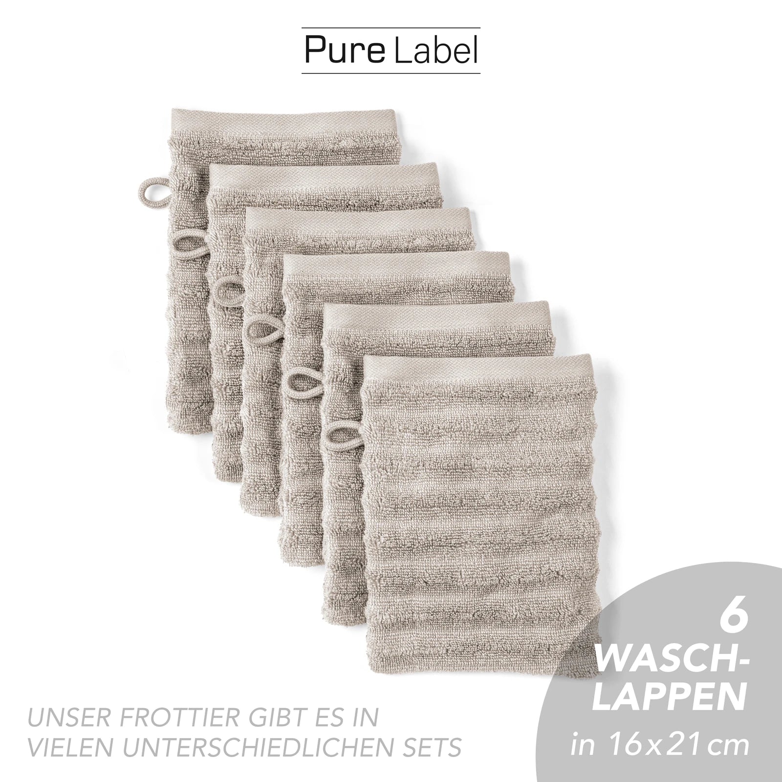 Waschlappen "Waves" - Anthrazit / 4x 16x21cm Pure Label