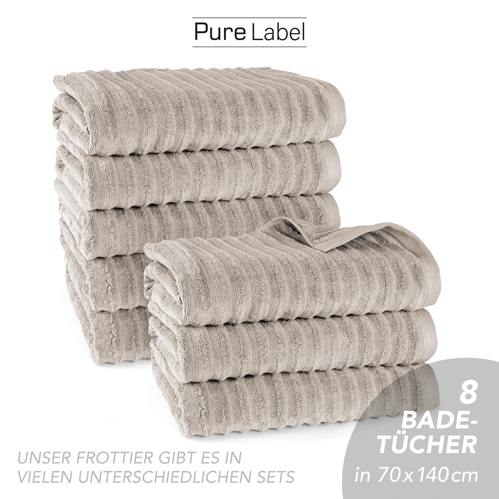 Duschtuch "Waves" - Anthrazit / 2x 70x140cm Pure Label