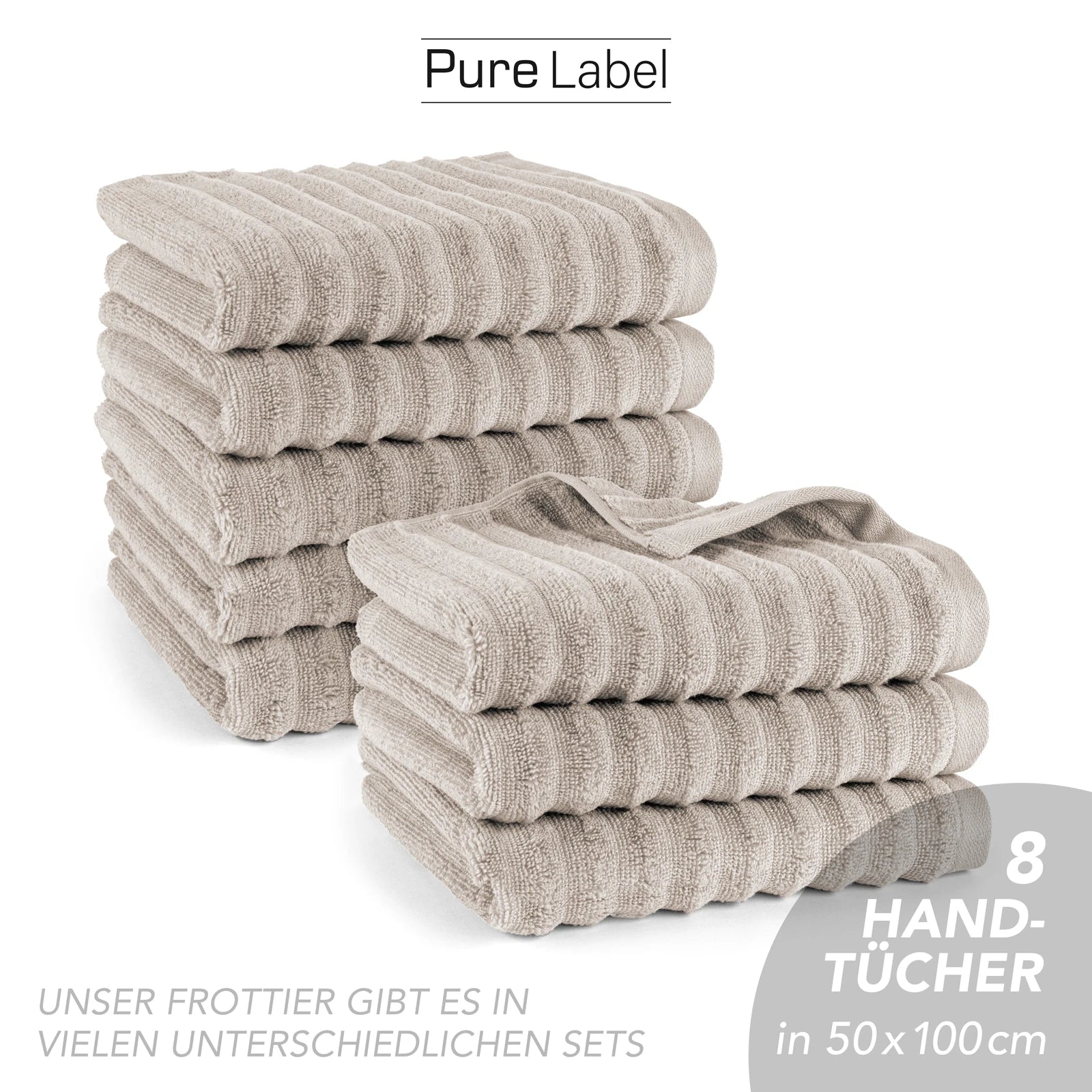 Handtuch "Waves" - Anthrazit / 4x 50x100cm Pure Label