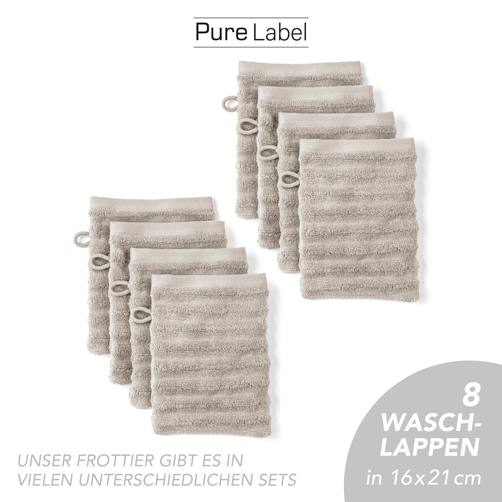 Waschlappen "Waves" - Anthrazit / 4x 16x21cm Pure Label