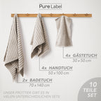 Handtuch Sets "Waves" - Anthrazit / 4x30x50 + 4x50x100 + 2x70x140 cm Pure Label