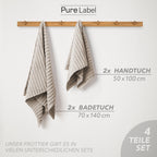 Handtuch Sets "Waves" - Anthrazit / 4x30x50 + 4x50x100 + 2x70x140 cm Pure Label