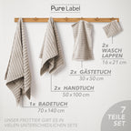 Handtuch Sets "Waves" - Anthrazit / 4x30x50 + 4x50x100 + 2x70x140 cm Pure Label