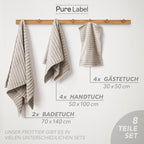 Handtuch Sets "Waves" - Anthrazit / 4x30x50 + 4x50x100 + 2x70x140 cm Pure Label