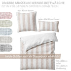 Musselin Bettwäsche  - Beige - Gestreift  135x200 40x80 cm