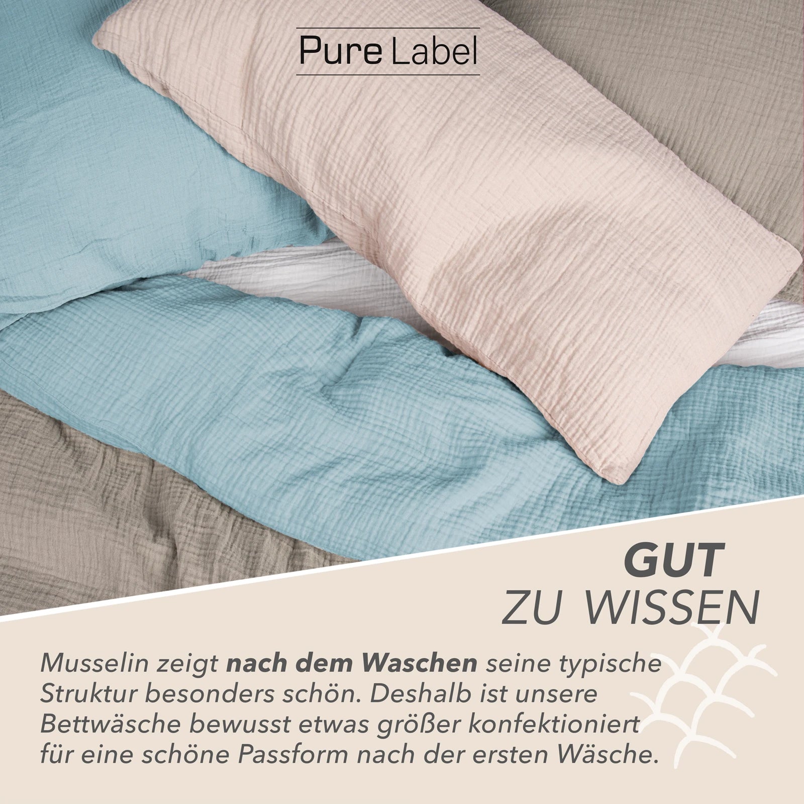 Musselin Bettwäsche Sets - Hellblau - 2x135x200 + 2x40x80 cm