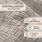 Musselin Bettwäsche Sets - Taupe - 2x155x220 + 2x40x80 cm