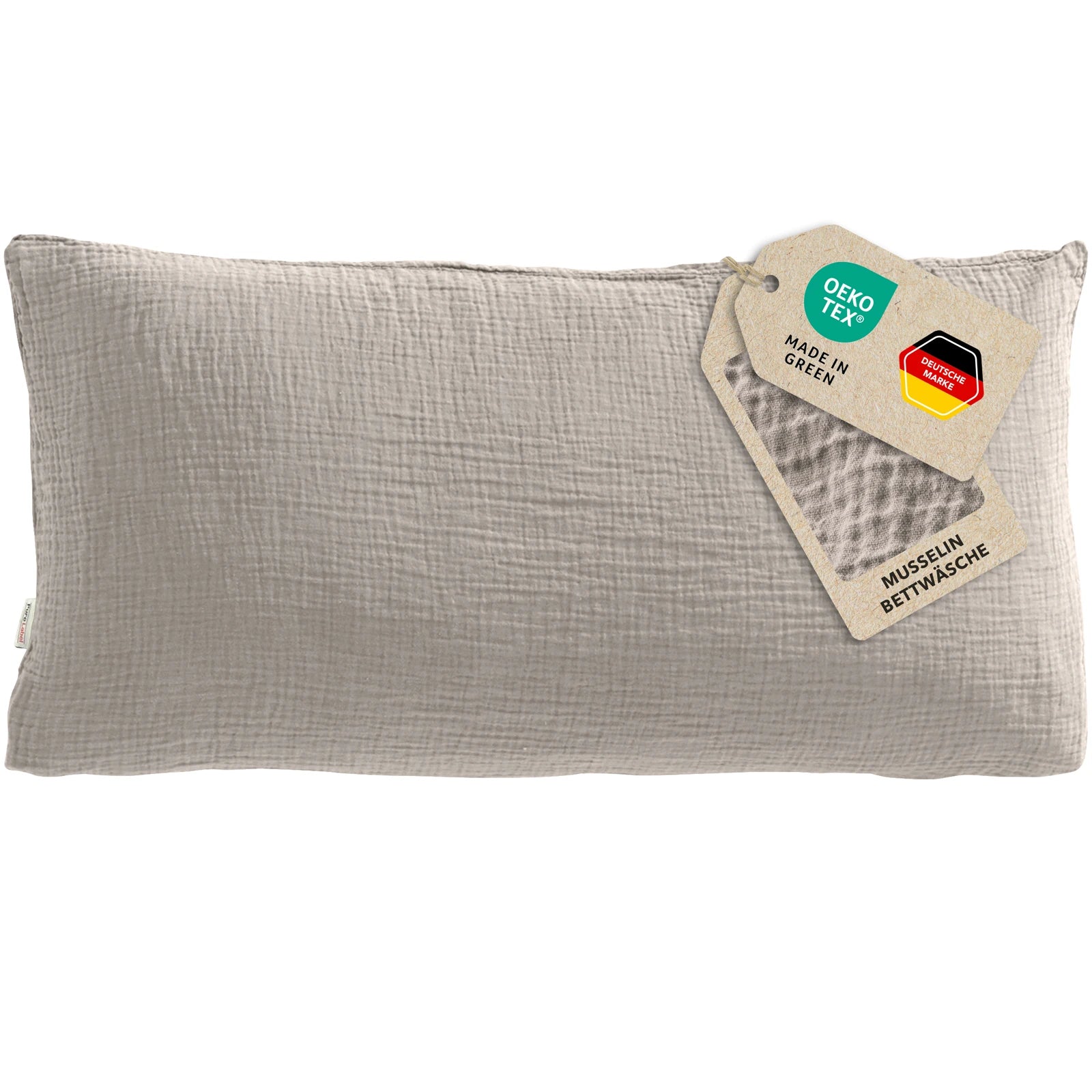 Musselin Kopfkissenbezug - Taupe - 40x80 cm